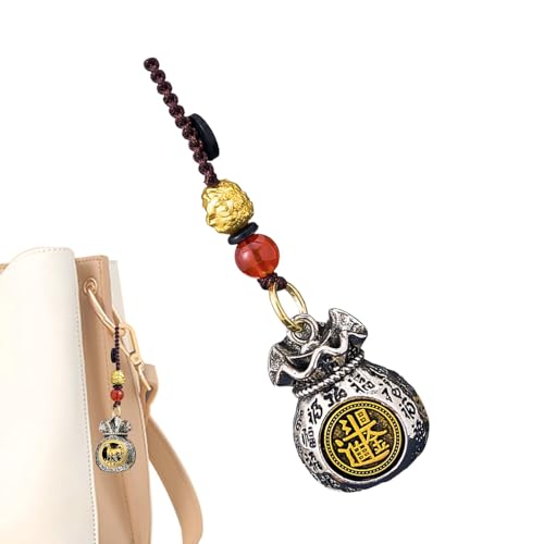 Drehbarer Geldbeutelschlüsselanhänger – 3D- - -Anhänger, täglicher Wohlstand, Auto-Charm, chinesisches Schriftzeichen, Schlüsselanhänger, Handtasche, Kupfer, Unisex von Generic