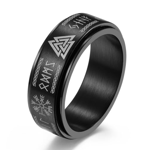 Drehbarer Titanring mit nordischem Wikingertext, drehbarer Edelstahlring mit Wikingertext von Generic