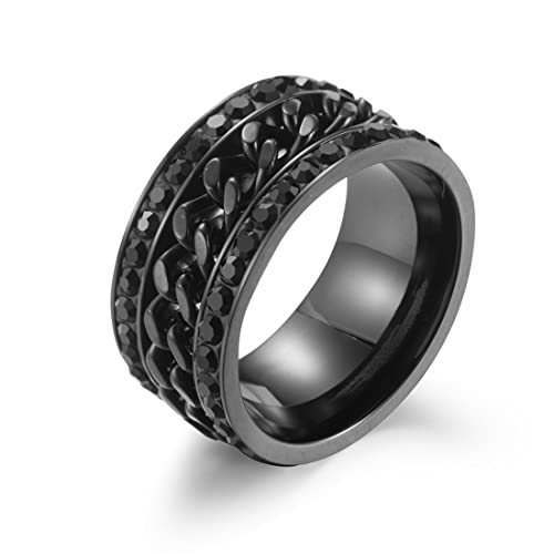 Drehbarer farbiger Ring mit Kette, modischer Edelstahlring für Damen und Herren von Generic