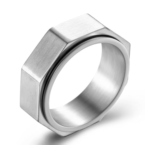 Drehring aus Titanstahl mit achteckiger Mutter, modischer Ring aus Edelstahl mit achteckiger Mutter von Generic