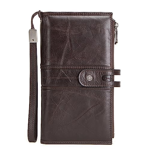 Dreifach Geldbörse Aus Echtem Leder, Lange Clutch, Handschlaufe, Schnalle, Reißverschlusstasche, Unisex-Geldbörse, Geschenk Für Ehefrau, Ehemann, Paar von Generic