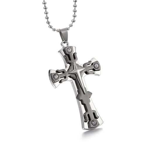 Dreischichtige Kreuz-Diamant-Halskette Im Punk-Stil Für Männer Und Frauen, Mehrfarbiger Anhänger von Generic