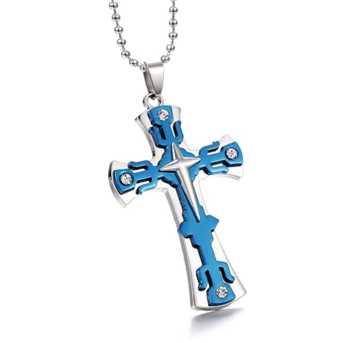 Dreischichtige Kreuz-Diamant-Halskette Im Punk-Stil Für Männer Und Frauen, Mehrfarbiger Anhänger von Generic