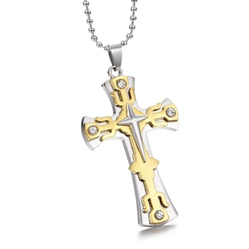 Dreischichtige Kreuz-Diamant-Halskette Im Punk-Stil Für Männer Und Frauen, Mehrfarbiger Anhänger von Generic