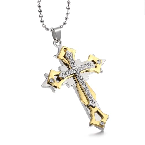 Dreischichtige Kreuz-Diamant-Halskette Im Punk-Stil Für Männer Und Frauen, Mehrfarbiger Anhänger von Generic