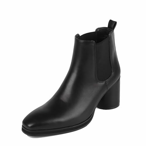 Dress Boot Für Männer Casual Chelsea Fashion Stylish Ankle High Heels Stiefel,Schwarz,43 EU von Generic