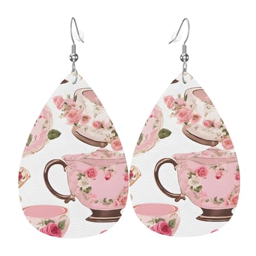 Drop Ohrringe Teetassen Mit Rosesn Romantisch Schäbig, Leder Ohrringe Mode Earrings Gedruckte Ohrringe Für Muttertag Feiertag Geburtstag Drop Ohrringe Teetassen Mit Rosesn Romantisch Schäbig, Leder Ohrringe Mode Earrings Gedruckte Ohrringe Für Muttertag Feiertag Geburtstag von Generic