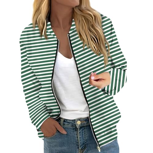 Dünne Jacke Damen,Jacken+FüR+Damen,Damen Bomberjacke Ladies Light Bomber Jacket leichte Fliegerjacke Blouson Pilotenjacke Kurzjacke Damenjacke College Jacke mit Taschen,Grün,L Dünne Jacke Damen,Jacken+FüR+Damen,Damen Bomberjacke Ladies Light Bomber Jacket leichte Fliegerjacke Blouson Pilotenjacke Kurzjacke Damenjacke College Jacke mit Taschen,Grün,L von Generic