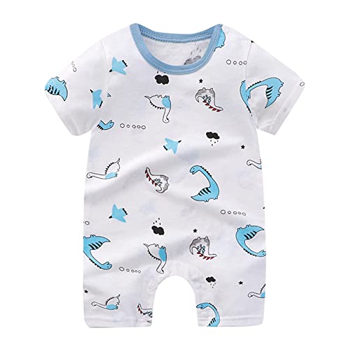 Dünne Männliche Und Weibliche Baby Niedlichen Cartoon-Muster Hause Kurzarm Strampler Baby Kleidung Monate Junge (White, 3-6 Months) von Generic