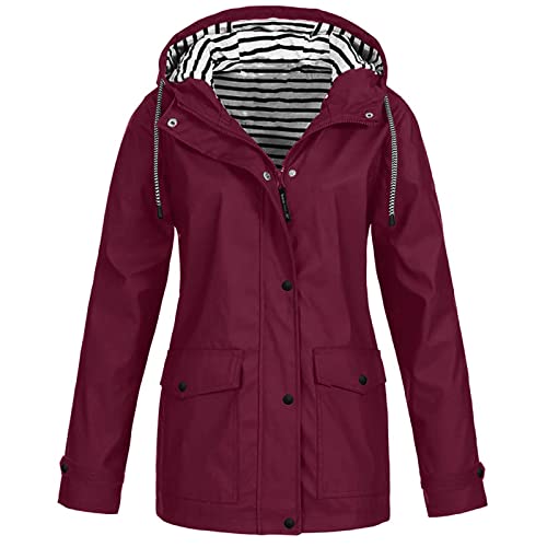 Dünne Regenjacke Damen Wasserdicht Atmungsaktiv Regenmantel Sommerjacke Leicht Übergangsjacke Große Größen Windbreaker Outlet Angebote von Generic