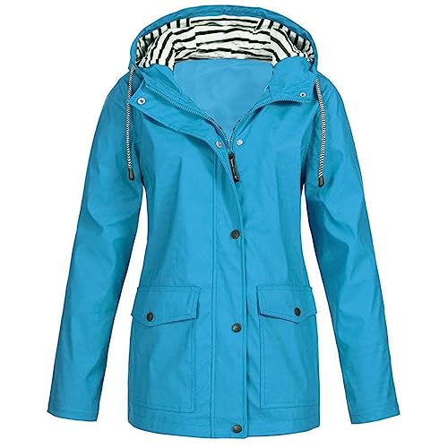 Dünne Regenjacke Damen Wasserdicht Atmungsaktiv Regenmantel Sommerjacke Leicht Übergangsjacke Große Größen Windbreaker Outlet Angebote von Generic