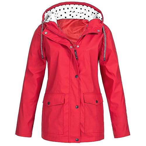 Dünne Regenjacke Damen Wasserdicht Atmungsaktiv Regenmantel Sommerjacke Leicht Übergangsjacke Große Größen Windbreaker Outlet Angebote von Generic