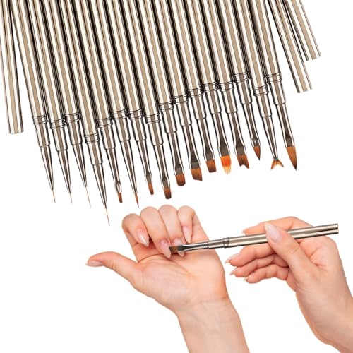 Dünner Nagelpinsel - Nageldesign Malpinsel 16 Stück | Nagel Punktierwerkzeuge Nagel Malerei Pinsel Streifen Nagelpinsel Zeichenstift für Frauen Nageldesign von Generic