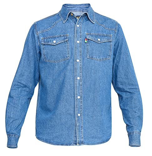 Dukes D555 Herren Kingsize Jeanshemd (3XL (74 cm), Colwood Denim) von Generic