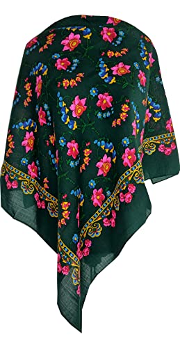 Dunkelgrün Damen Schal Tuch Umschlagtuch 100% Wolle, mit Paisley und Blumen hochwertige Stola - sehr hohe Qualität 85cm x 85cm von Generic