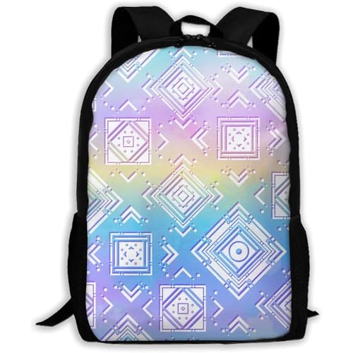 Durable Backpack Regenbogen Geometrisch Rucksäcke Multifunktion Wanderrucksack Für Schule, Camping, Reisen, 42X32X14Cm von Generic