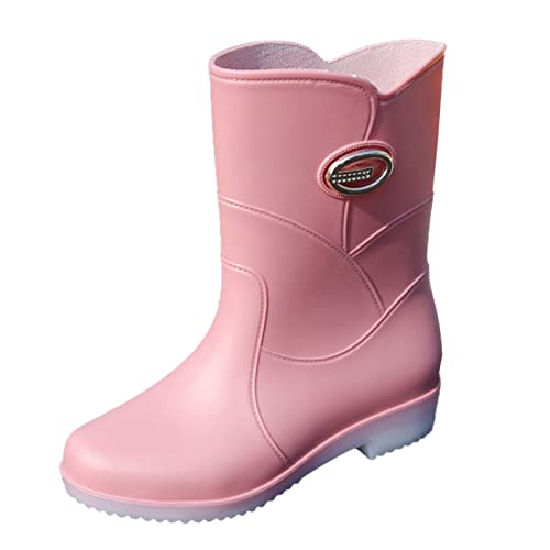 Durchsichtige Schuhe Damen Flach Working Custom Gummistiefel Herren PVC Gummistiefel Regenstiefel Coole Schuhe Damen (Pink, 39) von Generic