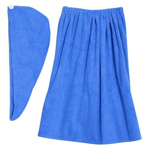 Duschhaube wiederverwendbare,Badetuch-Duschhauben-Set,Elastisch Haarhaube für Damen Herrn und kinder,Badekappe Wasserdichte Verstellbare,Schlafkappe Shower Cap einstellbar für (Sky Blue, One Size) von Generic