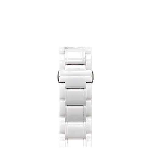 EDVTK35 14 15 16 17 18 19 20 21 22 23 24 Mm Luxus-Keramikband Weiß Schwarz Roségold Herren Damen Uhrenarmband Armband Gürtel(White and white,20mm) von Generic