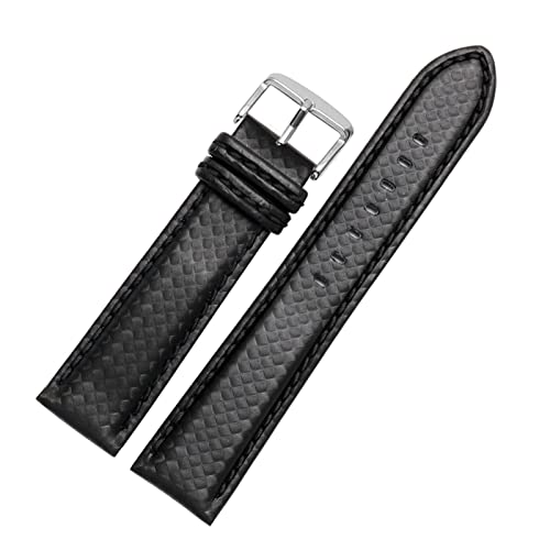 EDVTK35 18 mm 20 mm 22 mm 24 mm Herren-Uhrenarmband aus Kohlefaser und Edelstahl(Black pin Clasp,22mm Silver Clasp) von Generic