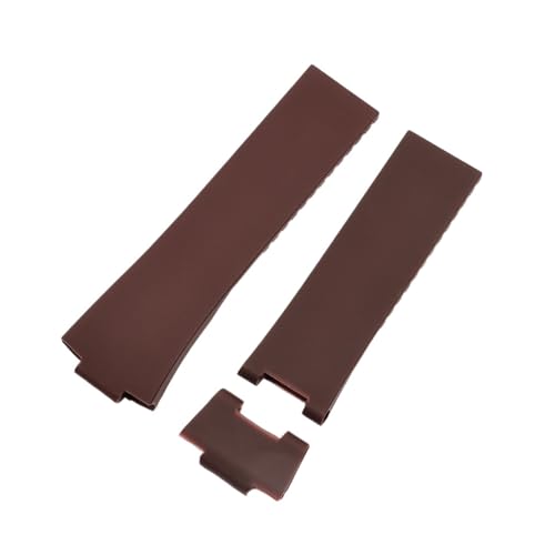 EDVTK35 25 * 12mm Schwarz Braun Blau Wasserdichtes Silikonkautschuk-Armband Armbanduhr Band Gürtel Kompatibel Mit Gurt + Werkzeug Faltschließe(Brown,Without Buckle) von Generic