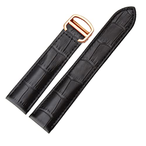 EDVTK35 Armband aus echtem Leder, 18/20/22 mm, kompatibel mit Herren/Damen, ersetzt Uhrenarmbänder, die mit Tank Solo kompatibel sind(Black Rose Gold,22mm) von Generic