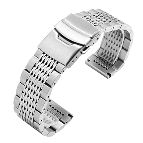 EDVTK35 Fine Stahl Armband 20mm 22mm Schwarz Silber Armband Ersatzmetallband Kompatibel mit Herren Edelstahl Watchkette(Blue White,20mm) von Generic
