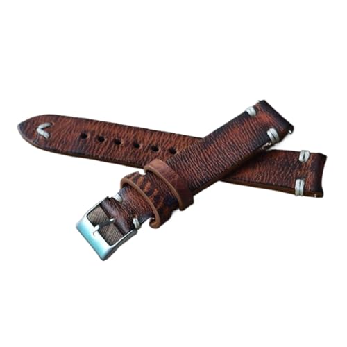 EDVTK35 Leder Uhrenarmband Handmade Vintage Uhrenarmband Nähen Design Armband Kalbslederband Metallschnalle(B,18mm) von Generic
