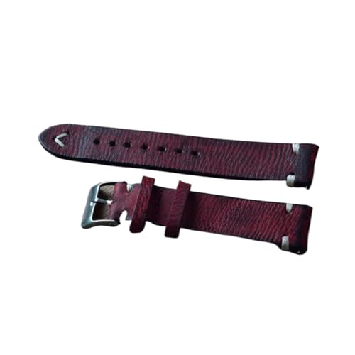 EDVTK35 Leder Uhrenarmband Handmade Vintage Uhrenarmband Nähen Design Armband Kalbslederband Metallschnalle(C,22mm) von Generic