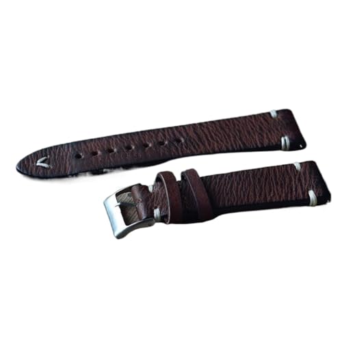 EDVTK35 Leder Uhrenarmband Handmade Vintage Uhrenarmband Nähen Design Armband Kalbslederband Metallschnalle(D,18mm) von Generic