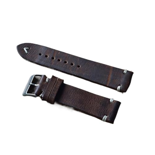 EDVTK35 Leder Uhrenarmband Handmade Vintage Uhrenarmband Nähen Design Armband Kalbslederband Metallschnalle(E,20mm) von Generic