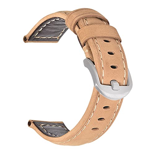 EDVTK35 Mode ölwachs echtes leder uhrband 19mm 20mm 21mm 22mm 23mm 24mm uhr windgurte armbands gürtel braun blau schwarz(Crazy horse brown1,22mm) von Generic