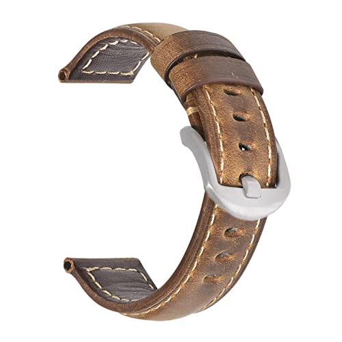 EDVTK35 Mode ölwachs echtes leder uhrband 19mm 20mm 21mm 22mm 23mm 24mm uhr windgurte armbands gürtel braun blau schwarz(Crazy horse brown2,21mm) von Generic
