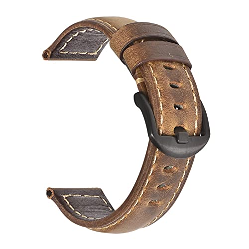 EDVTK35 Mode ölwachs echtes leder uhrband 19mm 20mm 21mm 22mm 23mm 24mm uhr windgurte armbands gürtel braun blau schwarz(Crazy horse brown2-B,23mm) von Generic