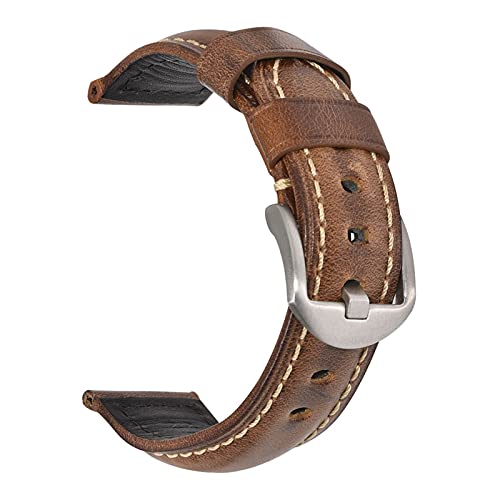 EDVTK35 Mode ölwachs echtes leder uhrband 19mm 20mm 21mm 22mm 23mm 24mm uhr windgurte armbands gürtel braun blau schwarz(Oil wax Light brown,22mm) von Generic