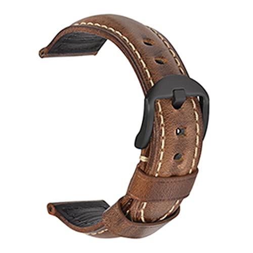 EDVTK35 Mode ölwachs echtes leder uhrband 19mm 20mm 21mm 22mm 23mm 24mm uhr windgurte armbands gürtel braun blau schwarz(Oil wax Light brownB,23mm) von Generic