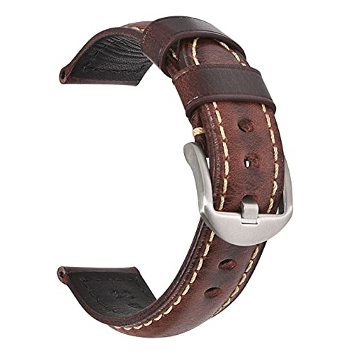 EDVTK35 Mode ölwachs echtes leder uhrband 19mm 20mm 21mm 22mm 23mm 24mm uhr windgurte armbands gürtel braun blau schwarz(Oil wax Wine red,19mm) von Generic