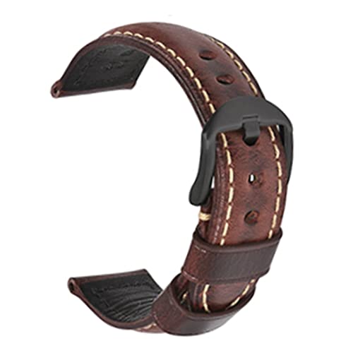 EDVTK35 Mode ölwachs echtes leder uhrband 19mm 20mm 21mm 22mm 23mm 24mm uhr windgurte armbands gürtel braun blau schwarz(Oil wax Wine red-B,22mm) von Generic