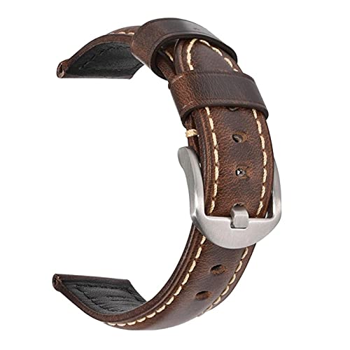 EDVTK35 Mode ölwachs echtes leder uhrband 19mm 20mm 21mm 22mm 23mm 24mm uhr windgurte armbands gürtel braun blau schwarz(Oil wax dark brown,23mm) von Generic