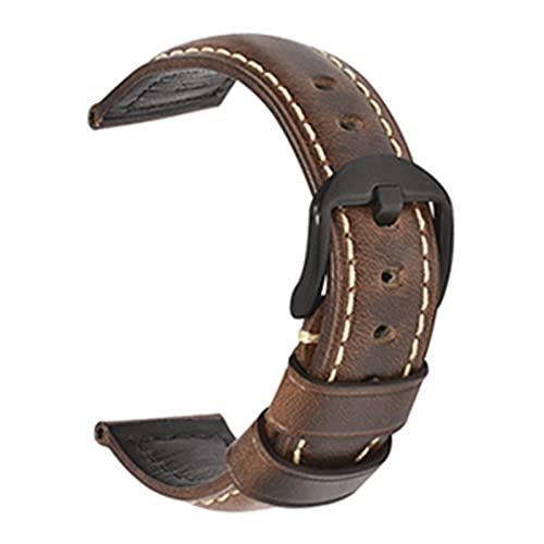 EDVTK35 Mode ölwachs echtes leder uhrband 19mm 20mm 21mm 22mm 23mm 24mm uhr windgurte armbands gürtel braun blau schwarz(Oil wax dark brown-B,24mm) von Generic