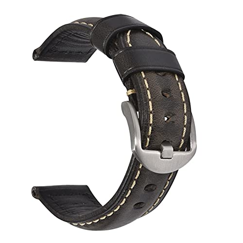 EDVTK35 Mode ölwachs echtes leder uhrband 19mm 20mm 21mm 22mm 23mm 24mm uhr windgurte armbands gürtel braun blau schwarz(Oil wax grey brown,20mm) von Generic