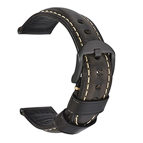 EDVTK35 Mode ölwachs echtes leder uhrband 19mm 20mm 21mm 22mm 23mm 24mm uhr windgurte armbands gürtel braun blau schwarz(Oil wax grey brown-B,21mm) von Generic