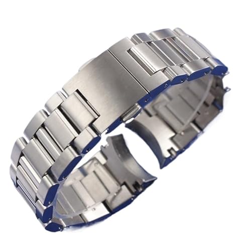 EDVTK35 Neue 22mm Silber feste 316l Edelstahl-Uhr-Armband, kompatibel mit SCHILD Heuer Carrera-Bereitstellungs-Verschluss gekrümmtes Ende-Armband-Bracelet-Bestand von Generic
