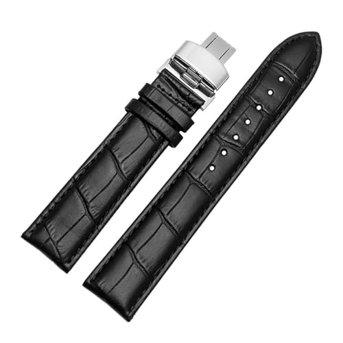 EDVTK35 Top-Grain-Echtlederarmband, Kompatibel Mit Der GS3674T GS5595-Uhr 18 19 20 21 22 Mm(Black white-01,21mm) von Generic