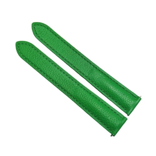EDVTK35 Uhrenarmband kompatibel mit Herren Damen Armbanduhr mit Faltschließe, Zubehör, weiches Uhrenarmband aus echtem Leder, Gürtel(Green silver,19mm) von Generic
