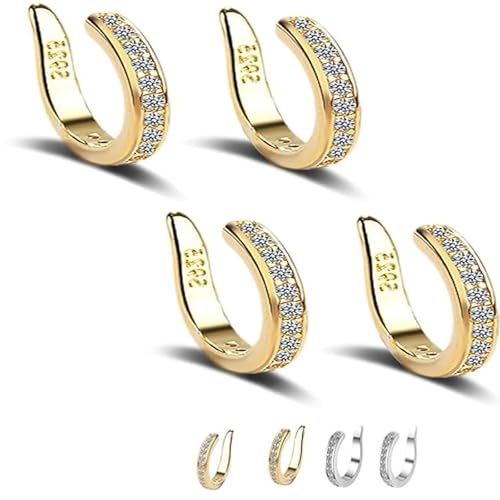 Ear Clips, Pierceless Ear Cuff Cartilage Earrings for Women, Non Piercing Adjustable Thin Chunky Fake Huggie Ear Cuffs,Unisex Ear Clips (Gold*4) von Generic