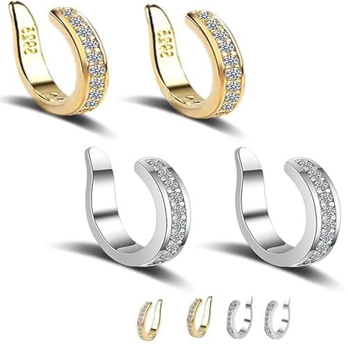Ear Clips, Pierceless Ear Cuff Cartilage Earrings for Women, Non Piercing Adjustable Thin Chunky Fake Huggie Ear Cuffs,Unisex Ear Clips (Mix*4) von Generic
