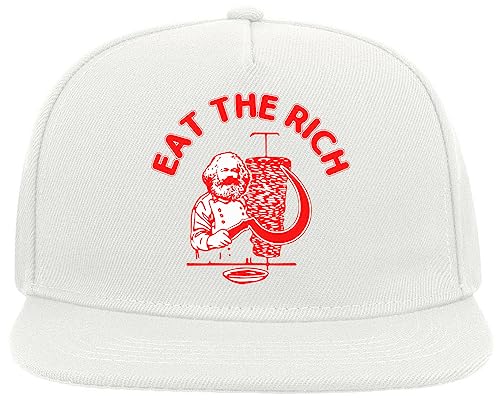 Eat The Rich Karl Marx 5 Panel Snapback Flat Visor Cap Hat Baseballmütze Weiß von Generic