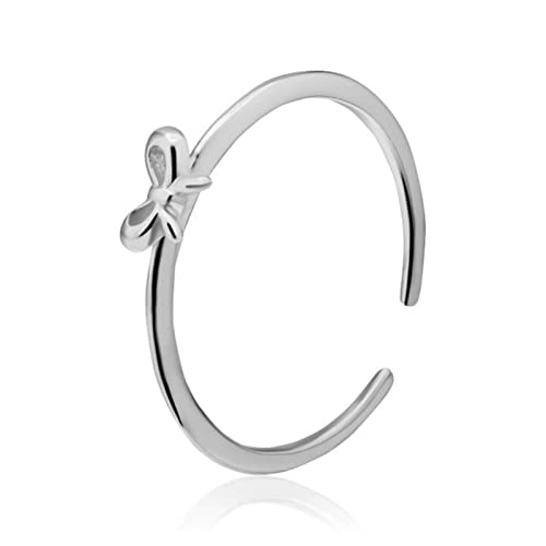 Echte 925 Sterling Silber Ringe Mini Bowknot Öffnungsringe für Frauen Hochzeit Party minimalistischen S925 Schmuck von Generic
