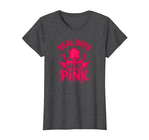 Echte Jungs tragen Rosa T-Shirt, Damen, Anthrazit Meliert, XS Echte Jungs tragen Rosa T-Shirt, Damen, Anthrazit Meliert, XS von Generic